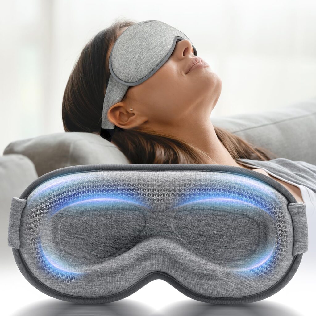 FACEMOON weighted eye mask for sleeping, designed for both women and men. Provides blackout coverage for a restful sleep, offering gentle pressure to relax and block out light, enhancing comfort and relaxation.