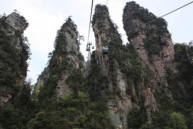two ziplines in the Zhangjiajie National Forest Park