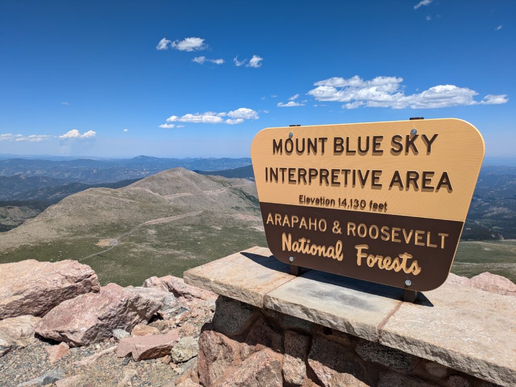 Mount Blue Sky Scenic Byway elevation 14,130 feet